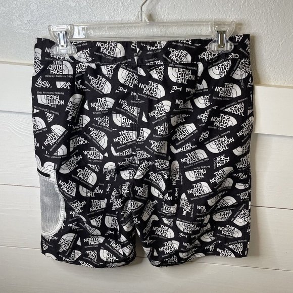 The‎ North Face Boys L 14/16 High Class V Board Shorts Black White All Over Logo - Picture 5 of 8